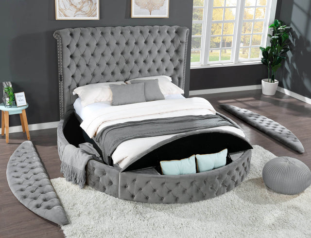 Queen Tufted Velvet Upholstered Storage Bed Frame - Omega Lifestyles