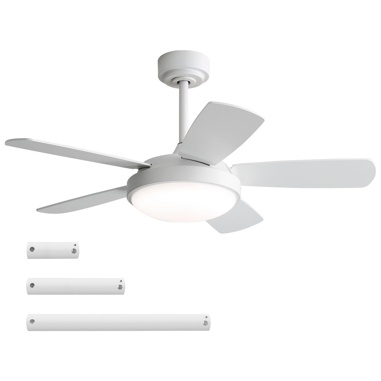 42-Inch White MDF Remote Controlled Ceiling Fan With Light
