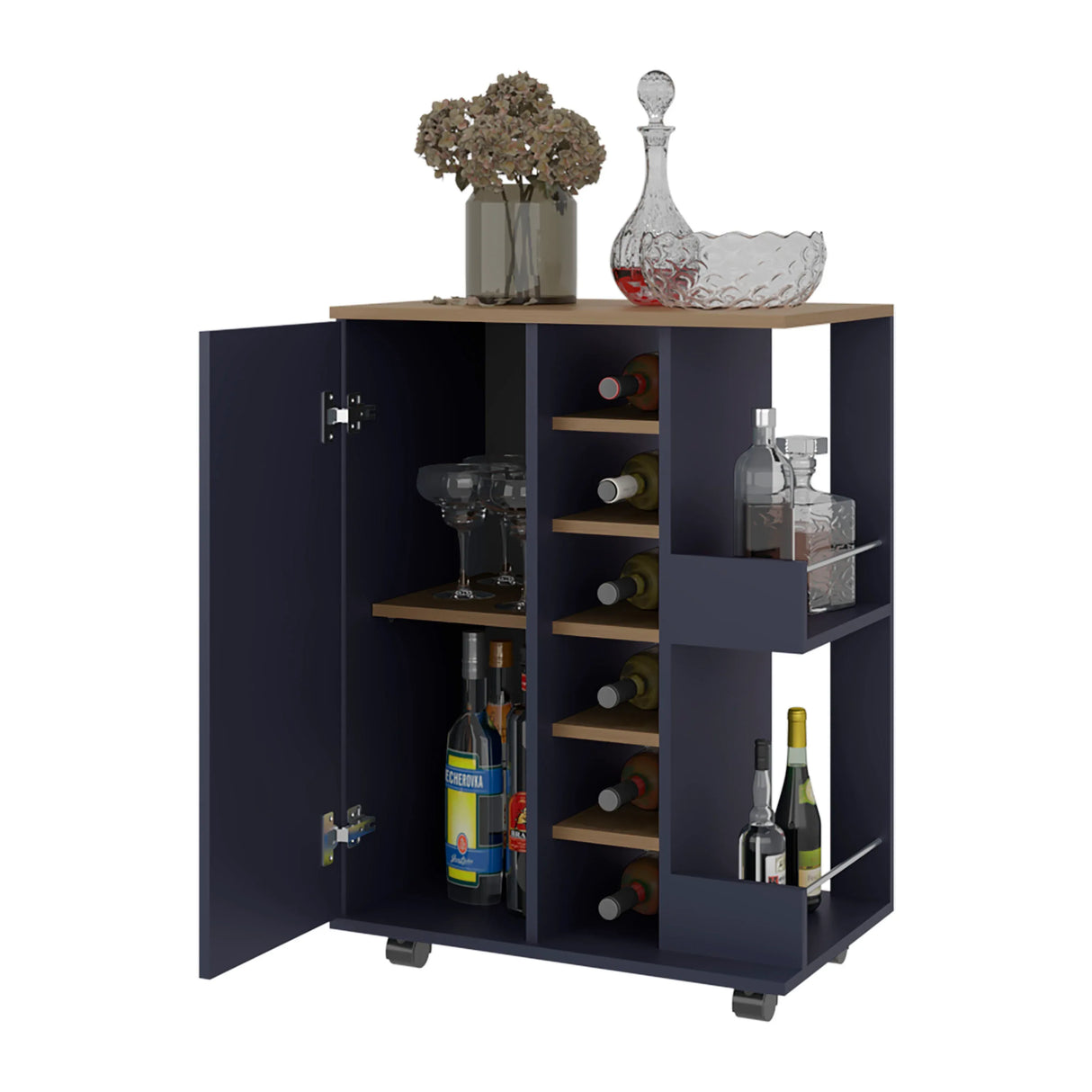 Modern Particle Board Bar Cabinet With Shelves - Omega Lifestyles