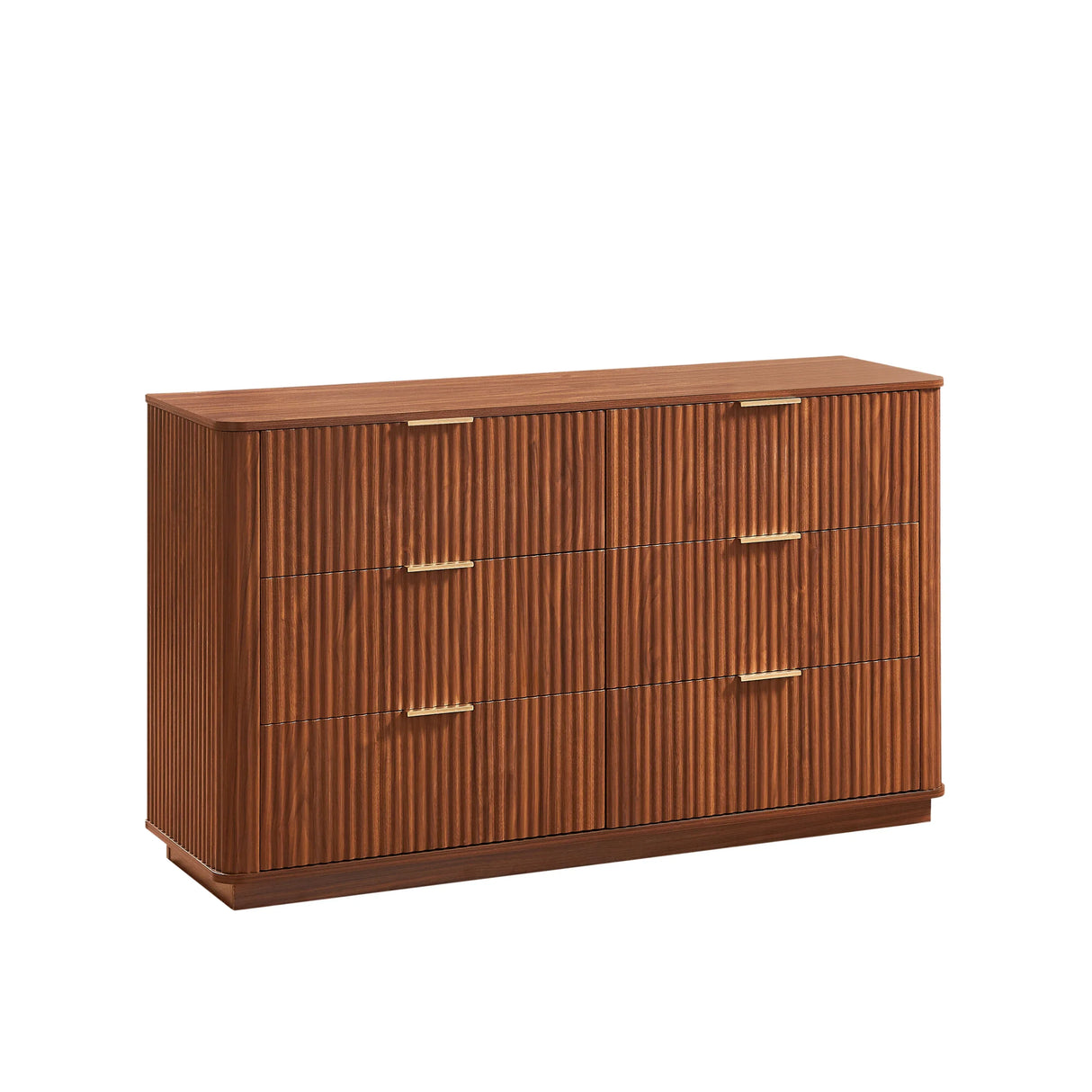 Modern Walnut 6-Drawer Dresser With Wave Design - Omega Lifestyles