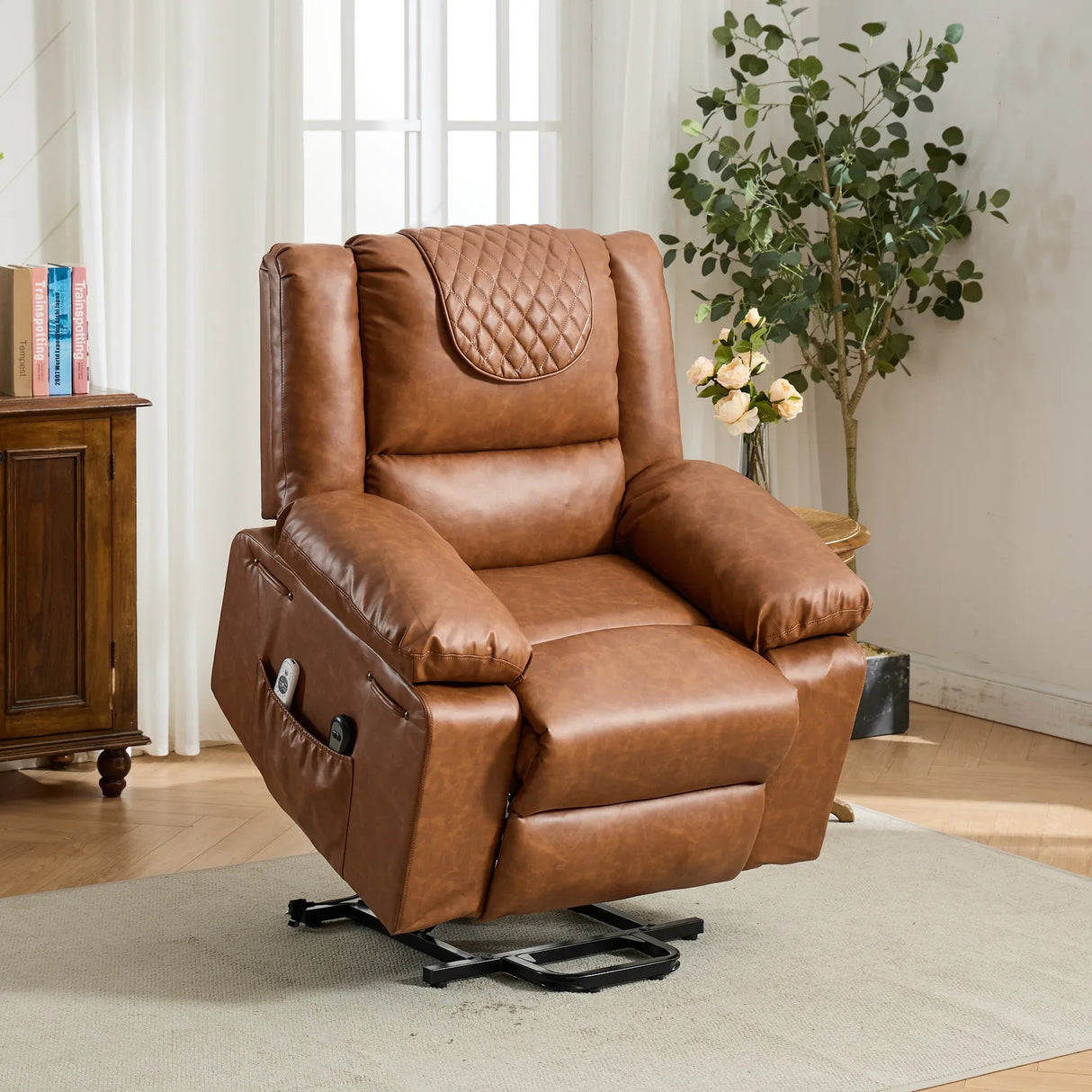 Medium-Firm PU Leather Remote-Controlled Heating Massage Recliner - Omega Lifestyles