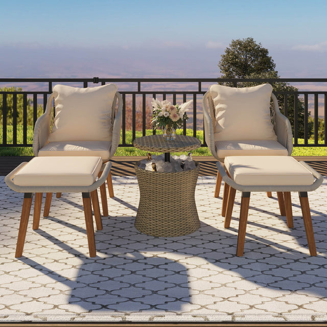 5-Piece Outdoor Patio Furniture Set With Cool Bar Table - Omega Lifestyles