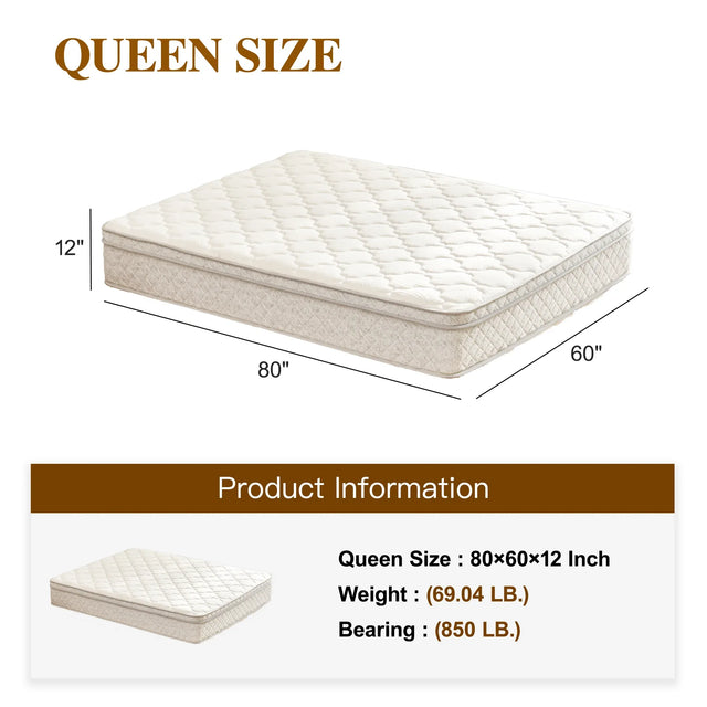 Medium Firm 12-Inch Hybrid Memory Foam Pocket Spring Queen Mattress - Omega Lifestyles