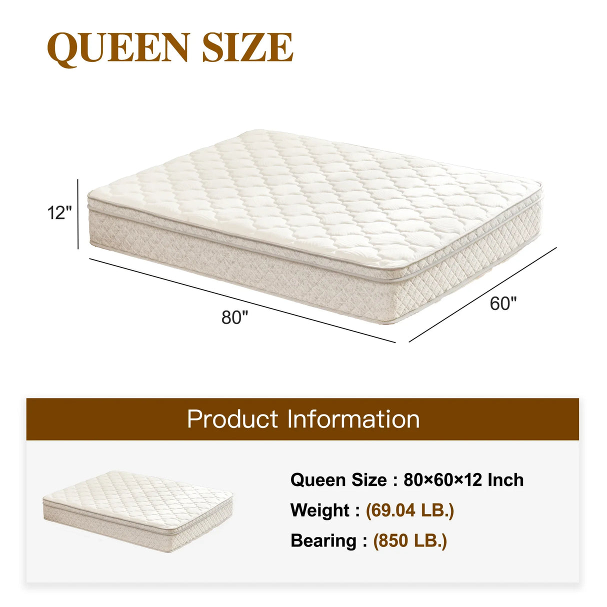 Medium Firm 12-Inch Hybrid Memory Foam Pocket Spring Queen Mattress - Omega Lifestyles