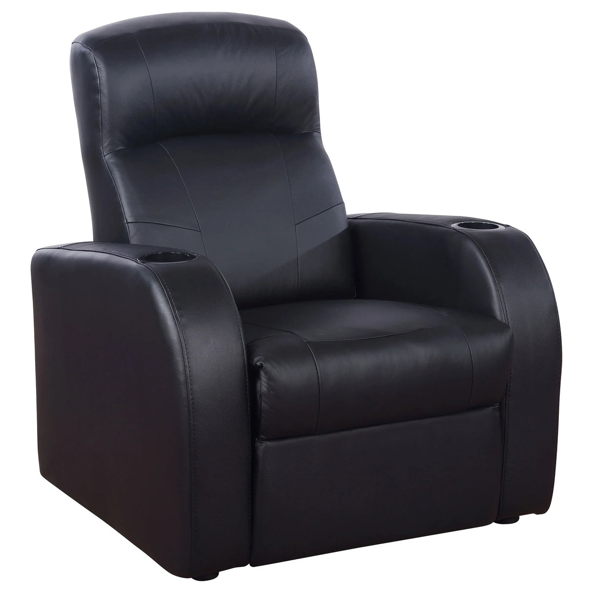 Set Of 3 Black Faux Leather Recliner Home Theater Seats - Omega Lifestyles