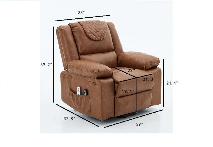 Medium-Firm PU Leather Remote-Controlled Heating Massage Recliner - Omega Lifestyles