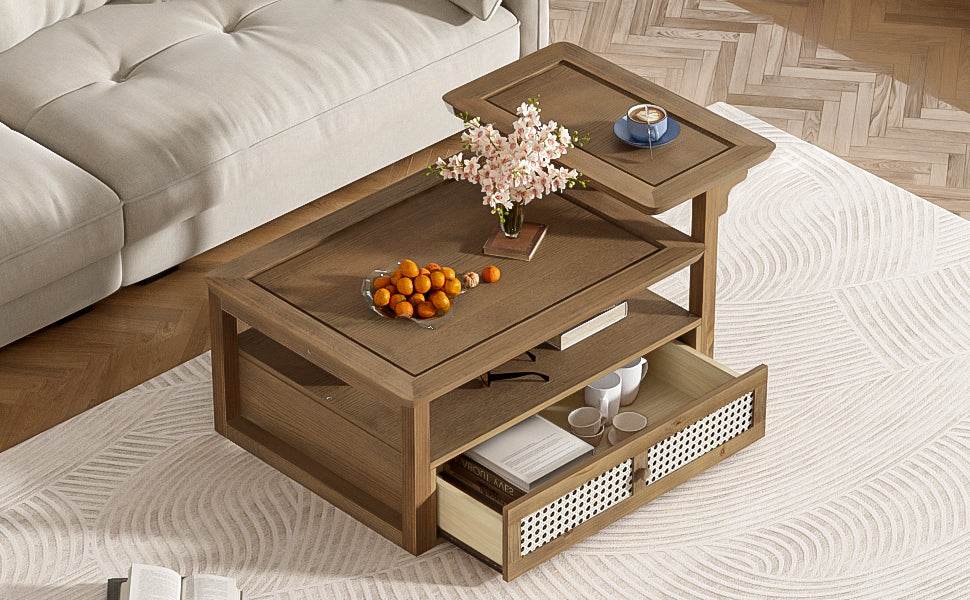 Modern Dark Brown MDF Coffee Table With Storage Drawer - Sleep Galleria