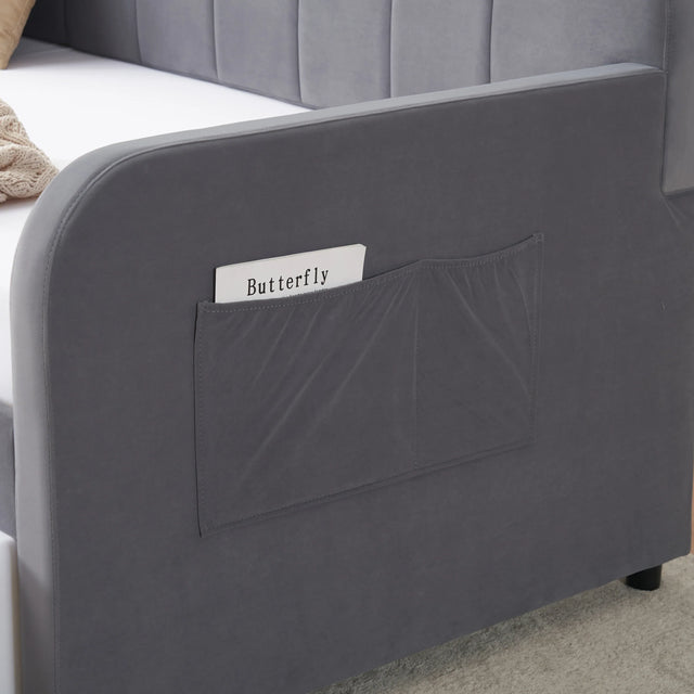 Twin Velvet Upholstered Daybed Frame With Trundle - Omega Lifestyles