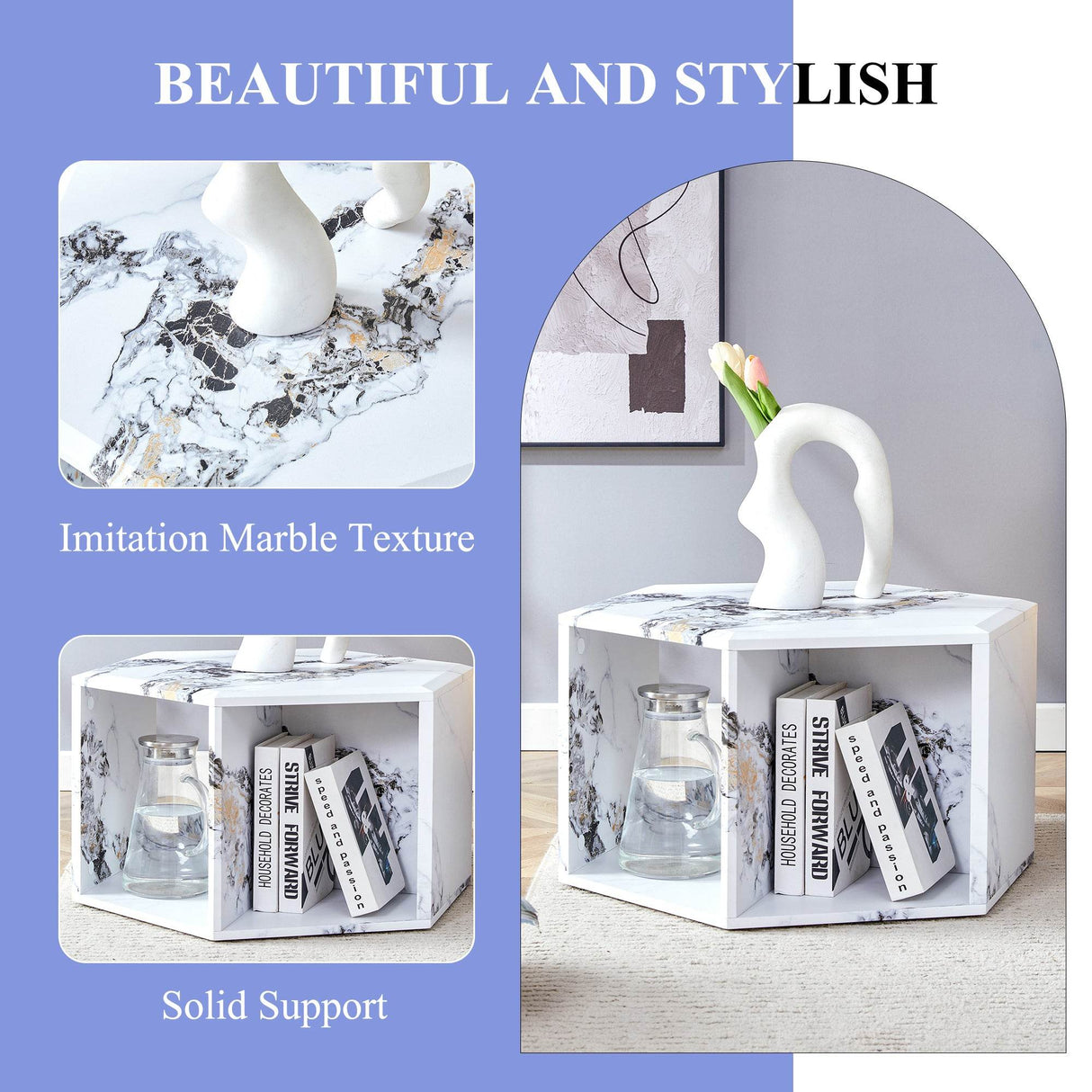 Hexagonal MDF Modern Stand-Up Coffee Table - Sleep Galleria