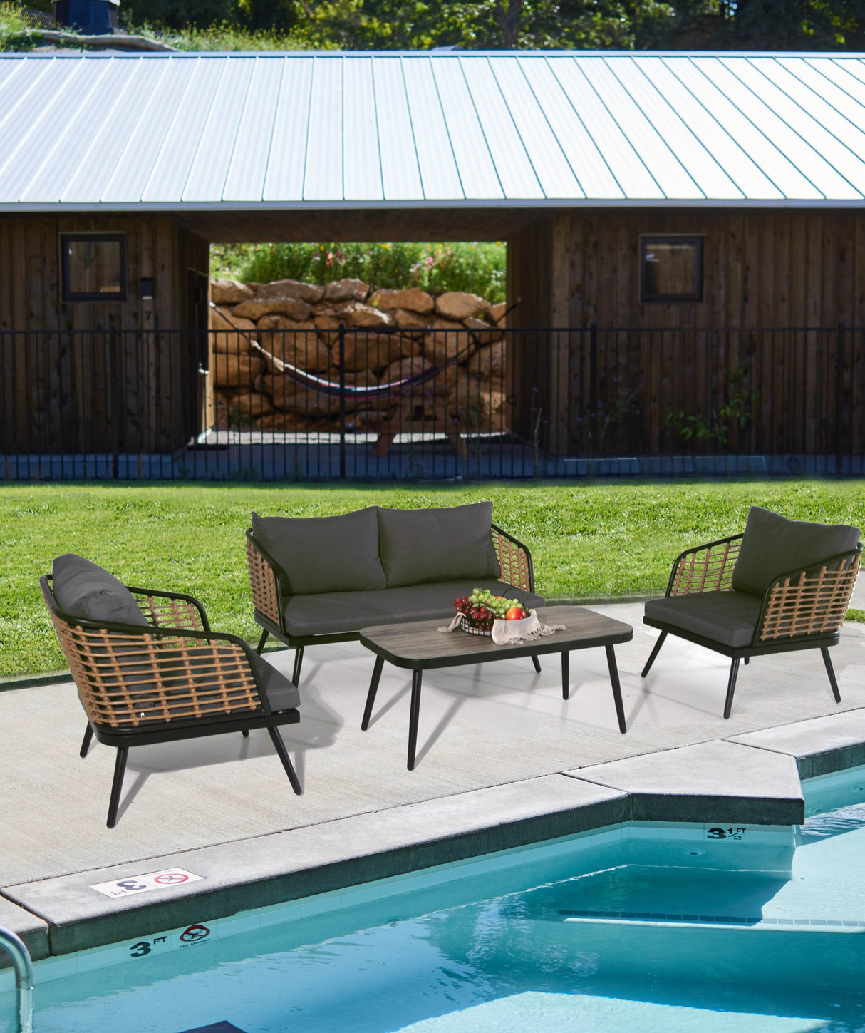4-Piece PE Rattan Wicker Patio Sofa Set - Omega Lifestyles