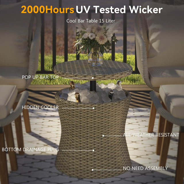 5-Piece Outdoor Patio Furniture Set With Cool Bar Table - Omega Lifestyles