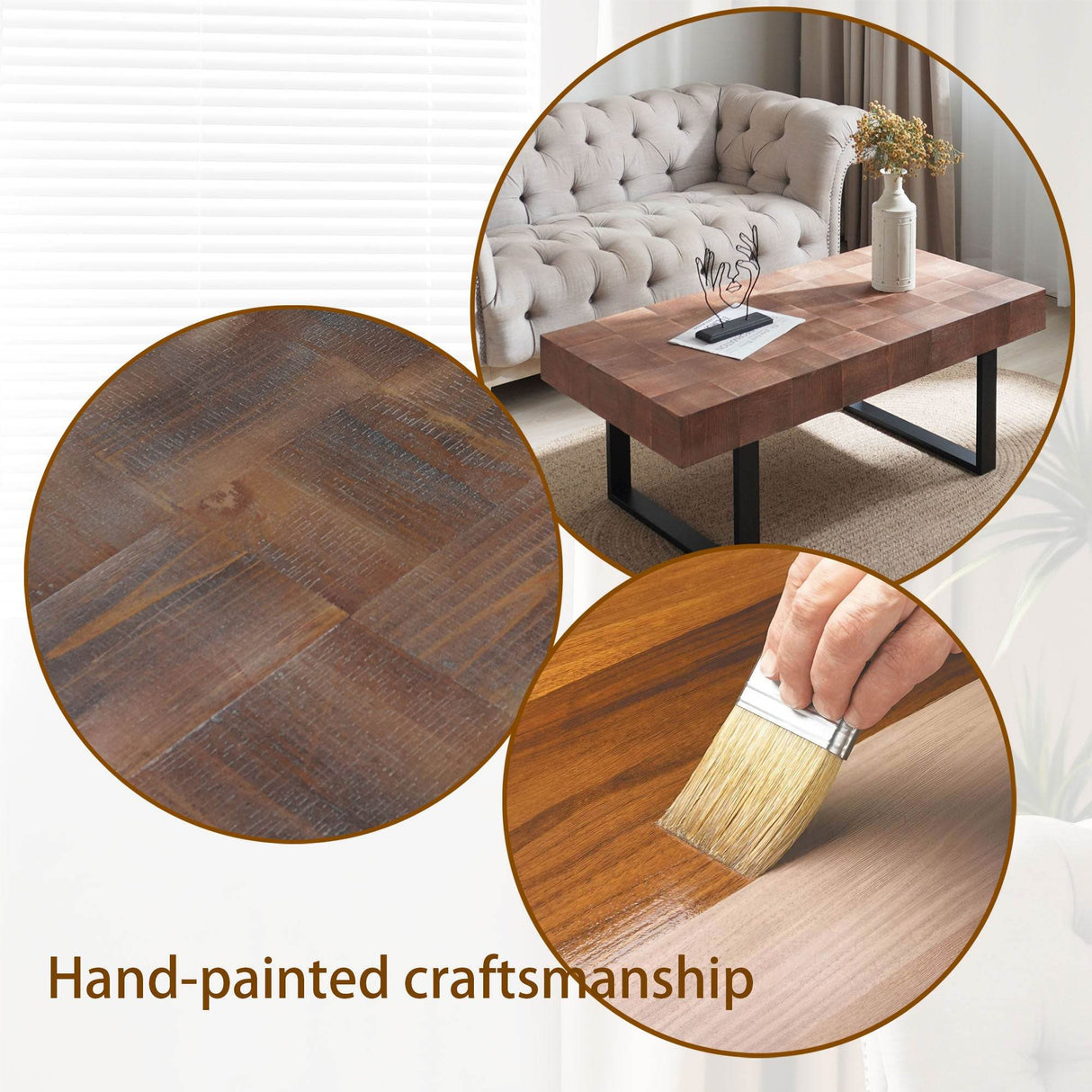 Rustic Industrial Handcrafted Solid Wood Coffee Table - Sleep Galleria