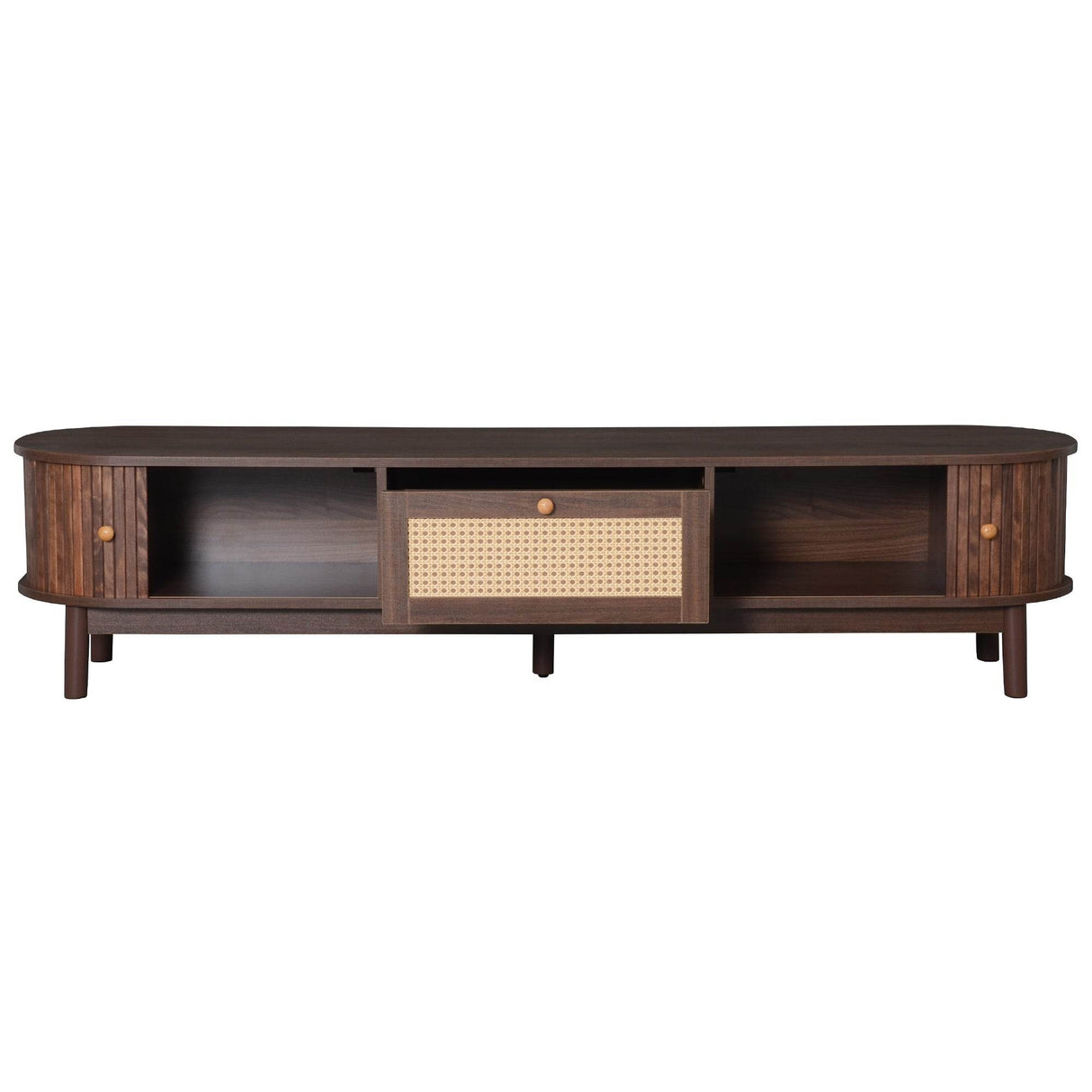 Modern Solid Wood Rattan Media Console TV Stand - Sleep Galleria