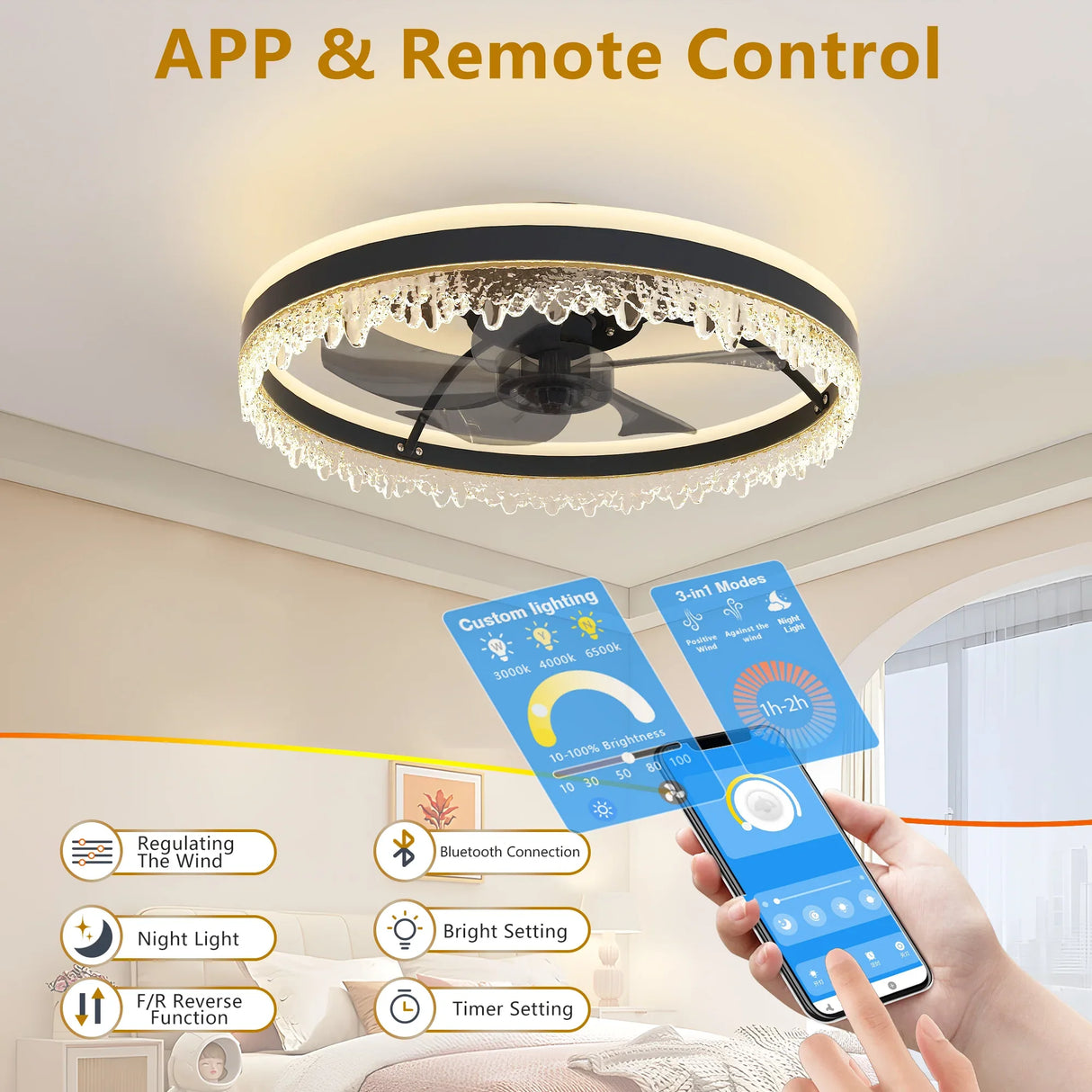 Modern 20-Inch LED Ceiling Fan Light With Remote Control - Omega Lifestyles