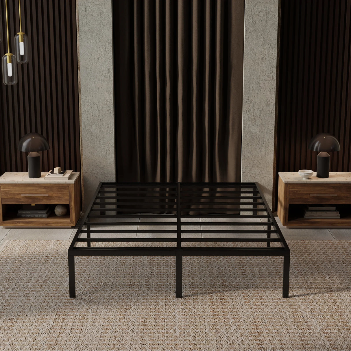 Heavy-Duty Modern Steel King Platform Bed Frame - Omega Lifestyles