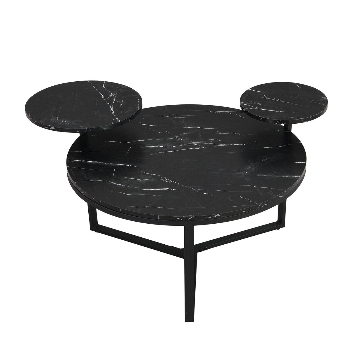 Modern Round Coffee Table With Faux Marble Shelves - Sleep Galleria