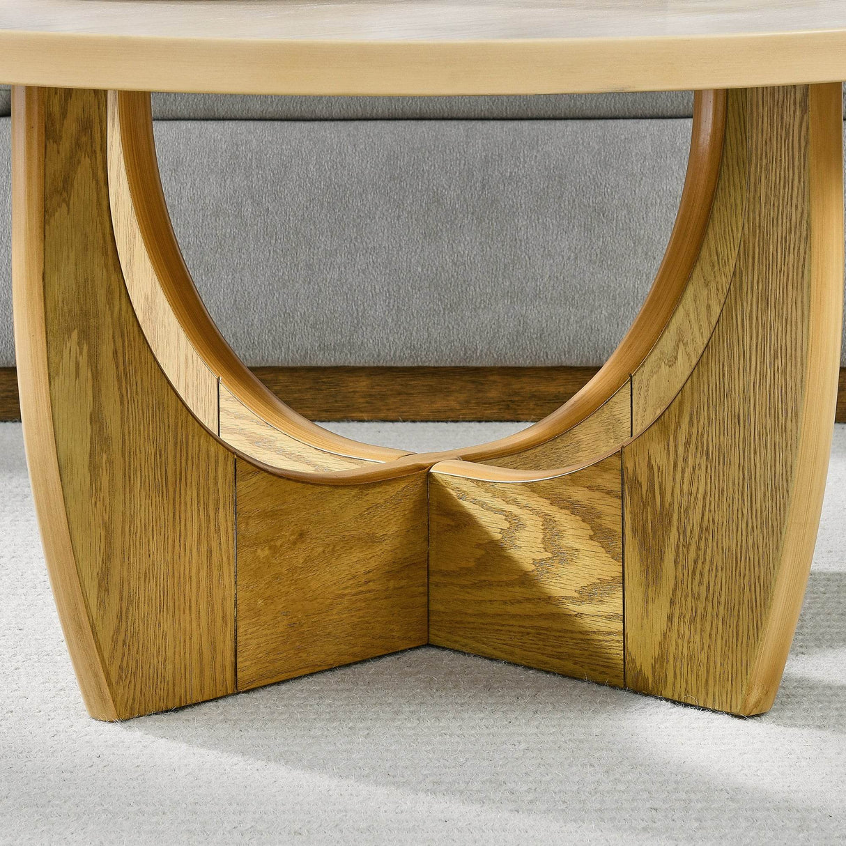 Mid Century Modern 36-Inch Round Oak Coffee Table - Sleep Galleria