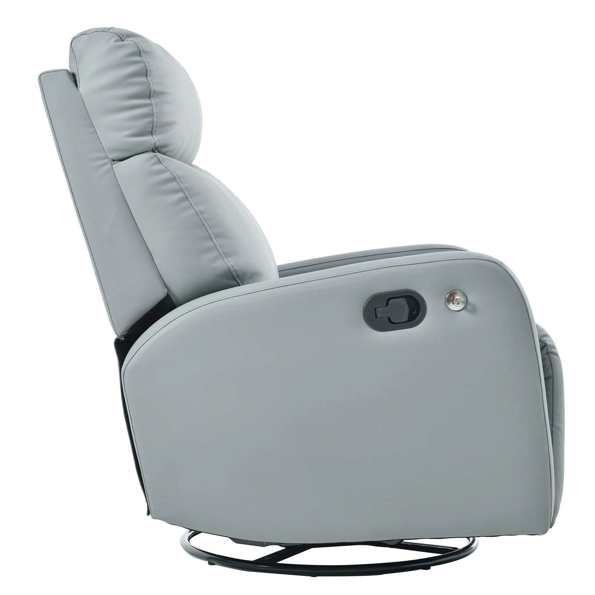 Modern Blue Gray PU Swivel Rocker Recliner Chair - Omega Lifestyles