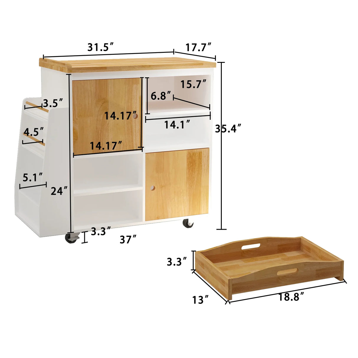Engineered Wood Kitchen Island Cart With Spice Rack - Omega Lifestyles
