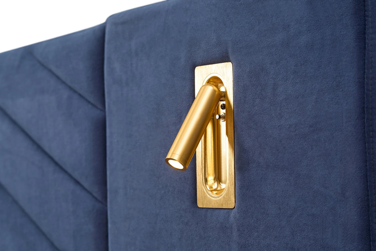 King Velvet Upholstered Bed Frame With LED Lights - Omega Lifestyles