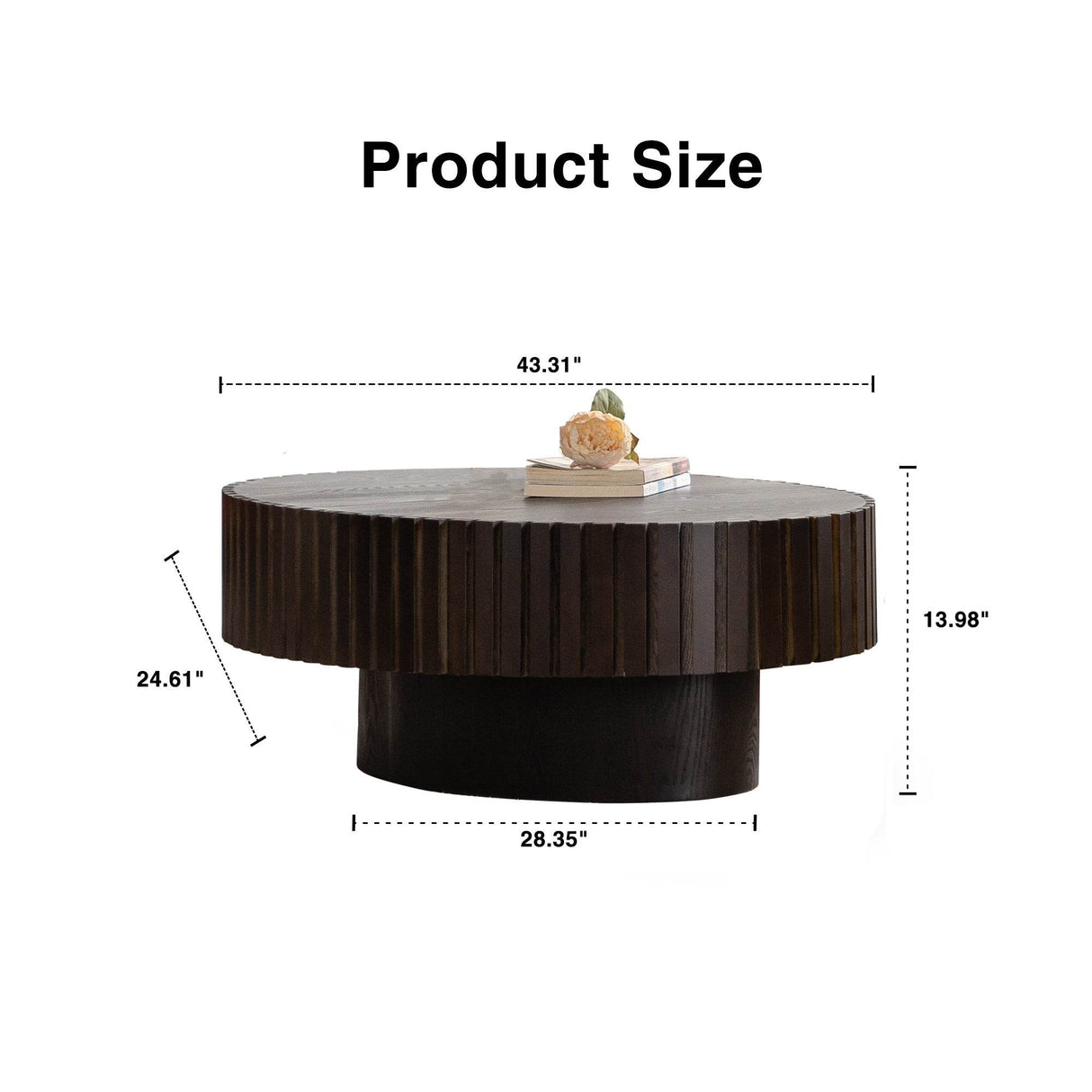 Modern Handcrafted Oval Walnut Pedestal Coffee Table - Sleep Galleria