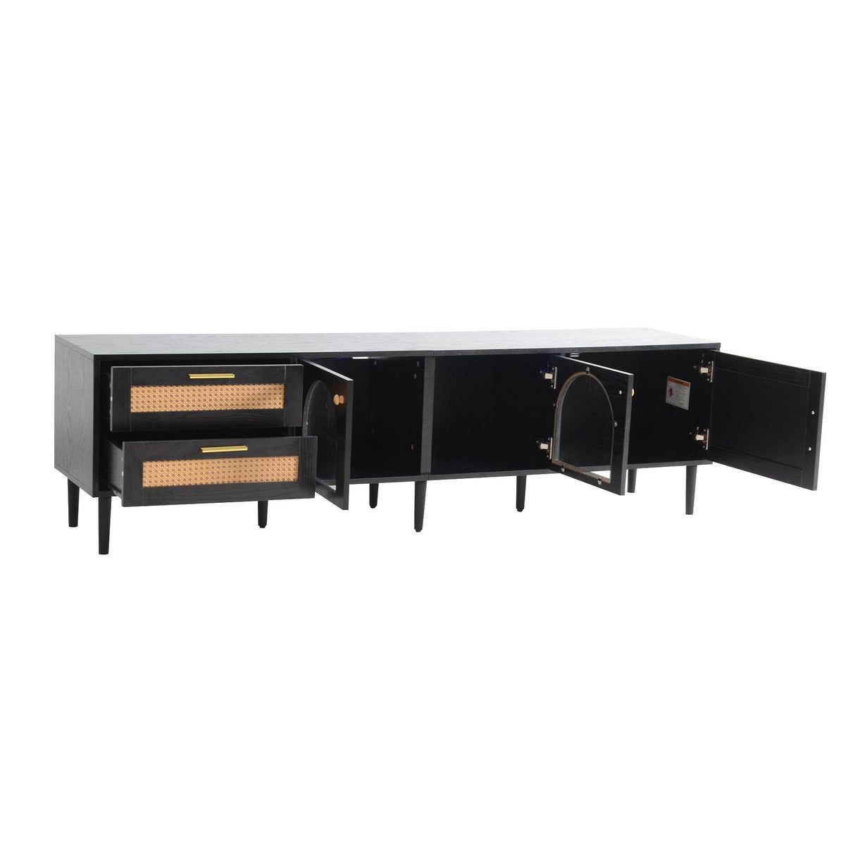 Modern Rattan-Inspired TV Stand With Storage Cabinets - Sleep Galleria