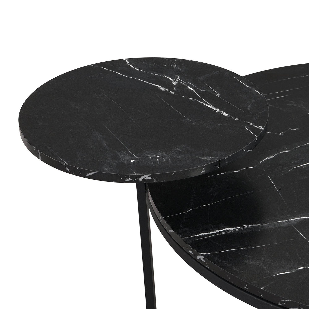 Modern Round Coffee Table With Faux Marble Shelves - Sleep Galleria