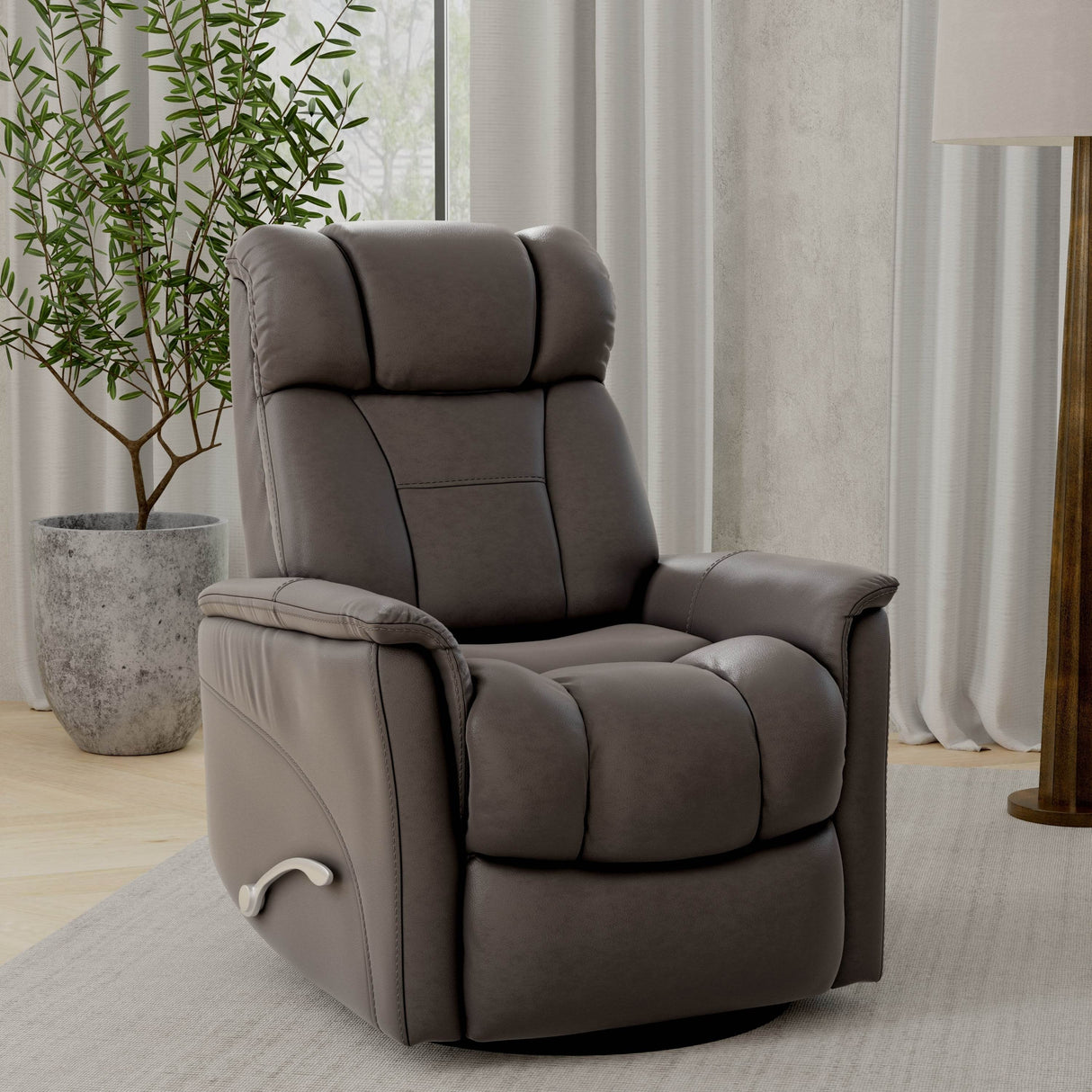 Swivel Glider Recliner With Manual Adjustable Headrest And Footrest
