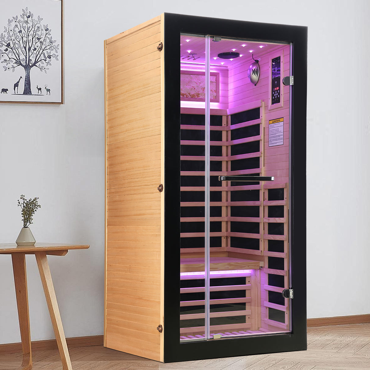 Single-Person Starry Sky Hemlock Wood Infrared Sauna