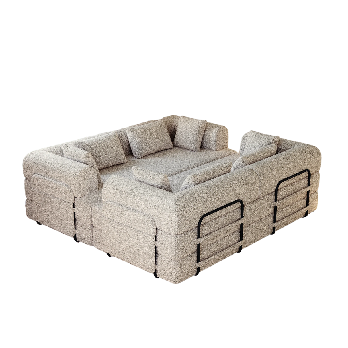 Convertible Chenille Foam 4-Seat Folding Sleeper Sofa Bed Set - Omega Lifestyles