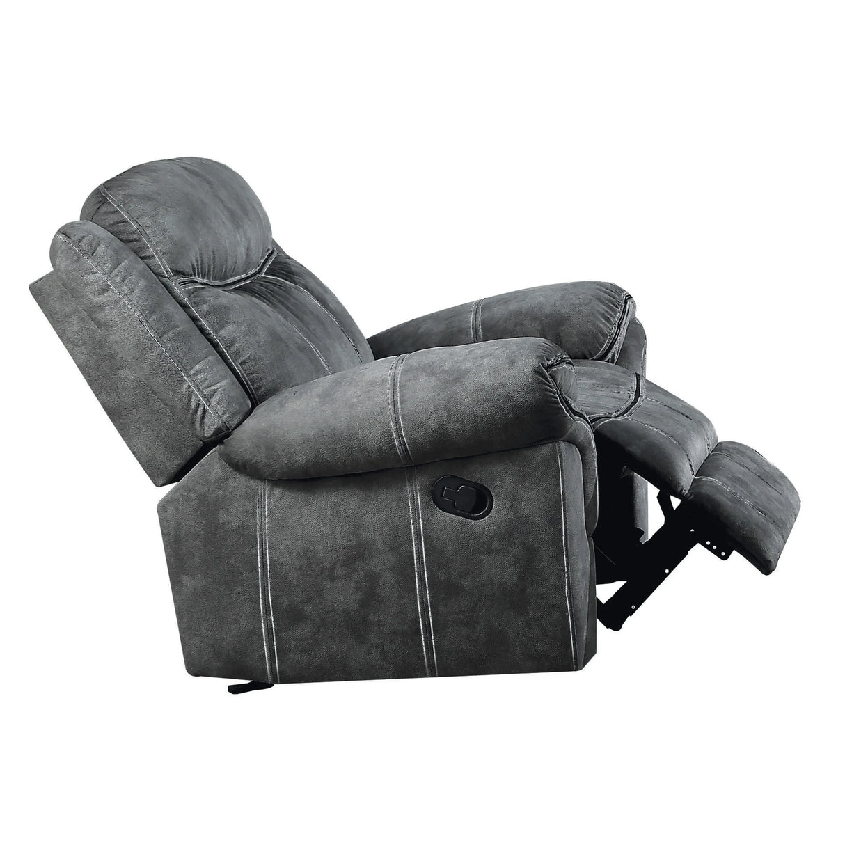 Two-Tone Gray Velvet Motion Glider Recliner Chair - Omega Lifestyles