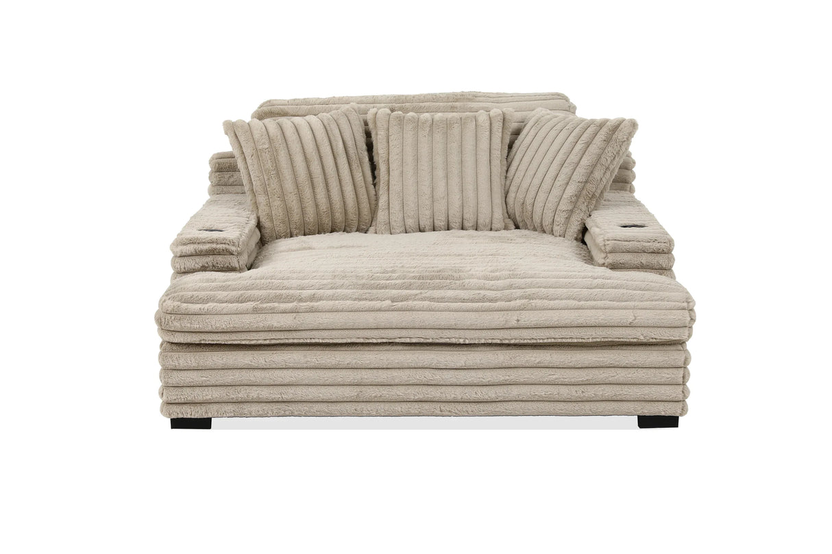 Corduroy Jumbo Chaise Armchair With Dual Cup Holders - Omega Lifestyles