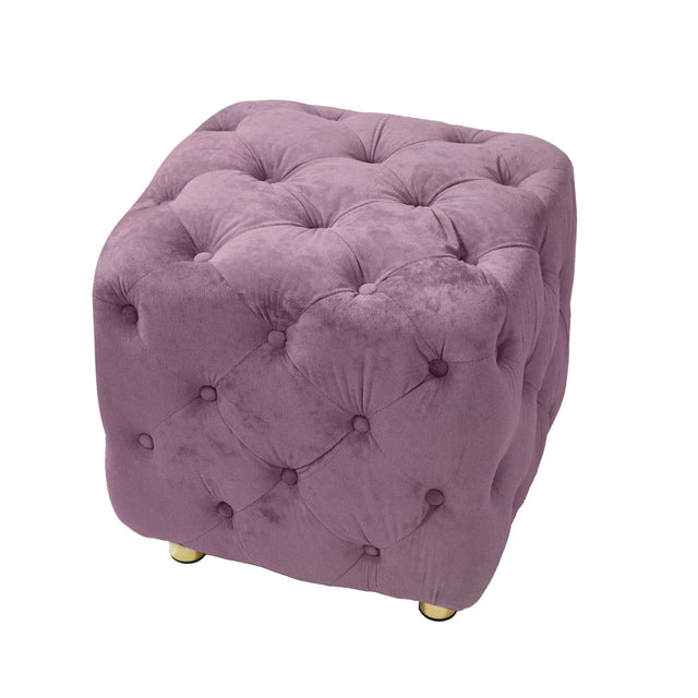 Purple Velvet Storage Ottoman Footstool With High-Density Foam - Omega Lifestyles