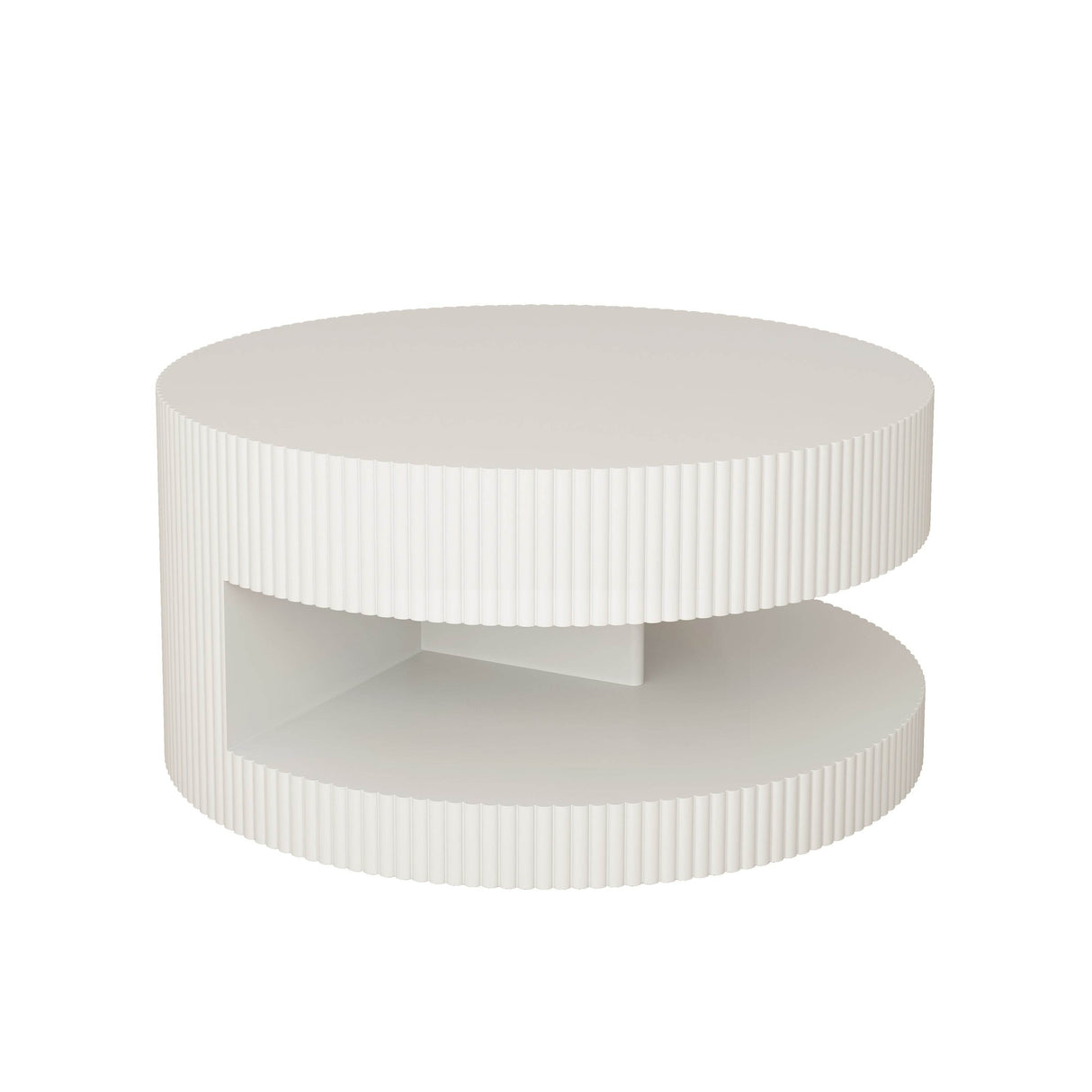 31.5-Inch Round White MDF Coffee Table With Storage - Sleep Galleria