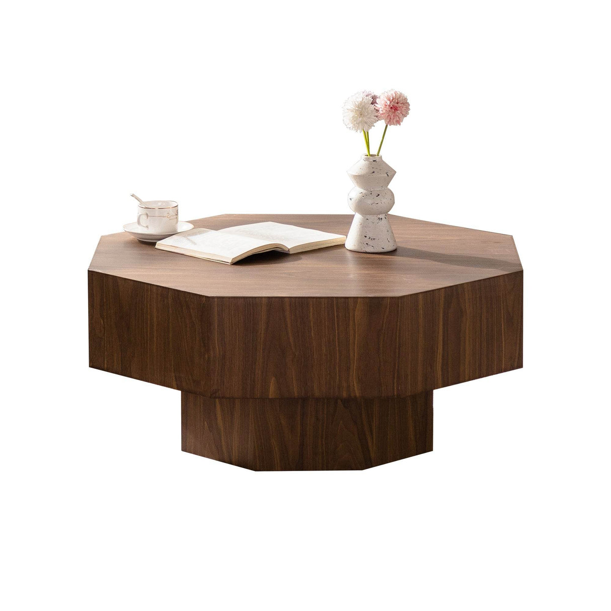Modern Walnut Round Coffee Table 31-Inch Diameter - Sleep Galleria