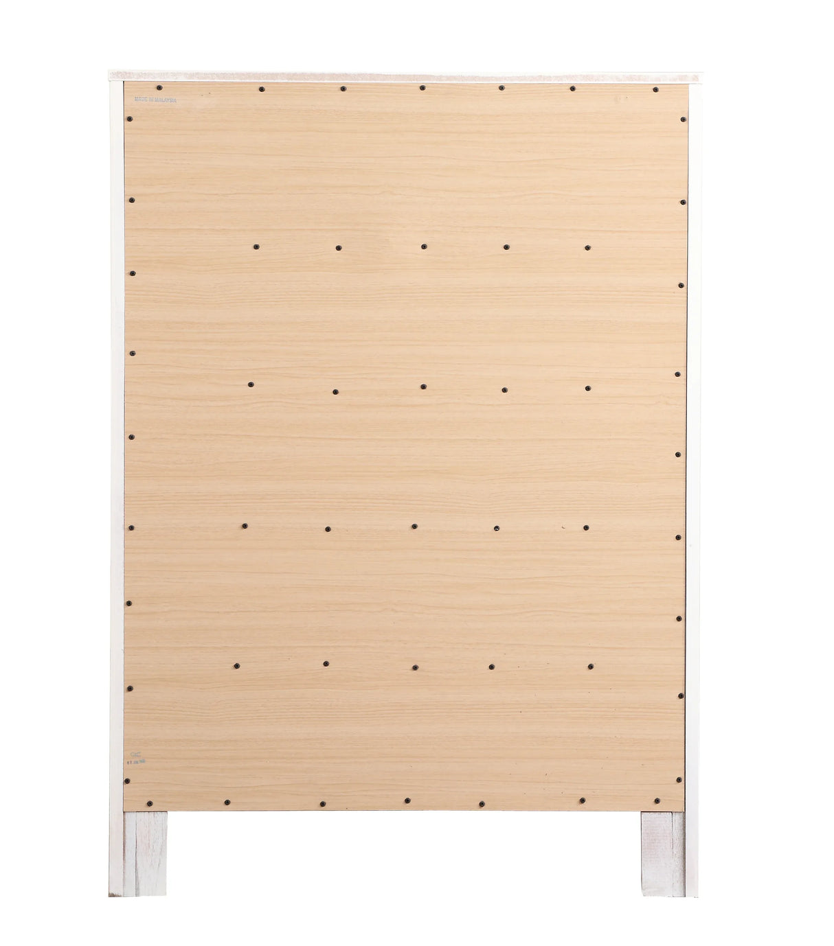 White Five-Drawer Wood Veneer Bedroom Chest - Omega Lifestyles