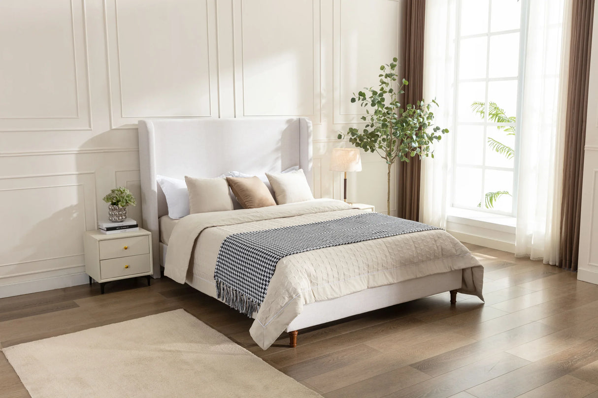 California King Contemporary Fabric Metal Upholstered Bed Frame - Omega Lifestyles