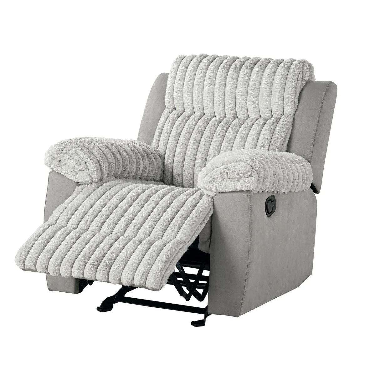 Transitional Gray Manual Glider Recliner With Two-Tone Design - Omega Lifestyles