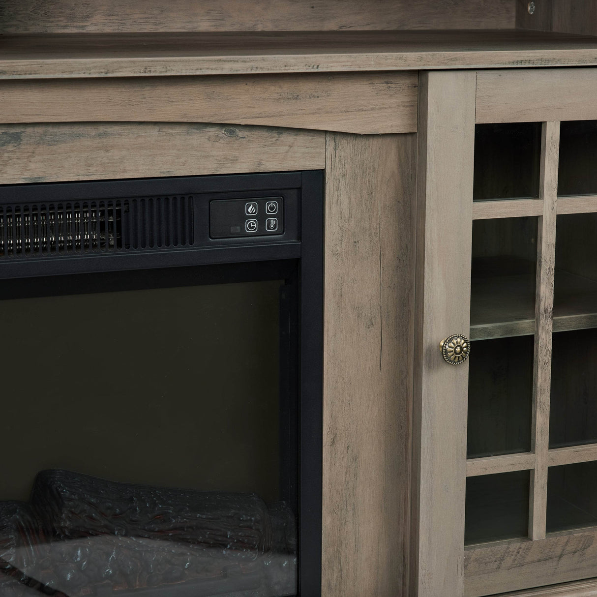 American Traditional Gray Wash Fireplace TV Stand Console - Sleep Galleria