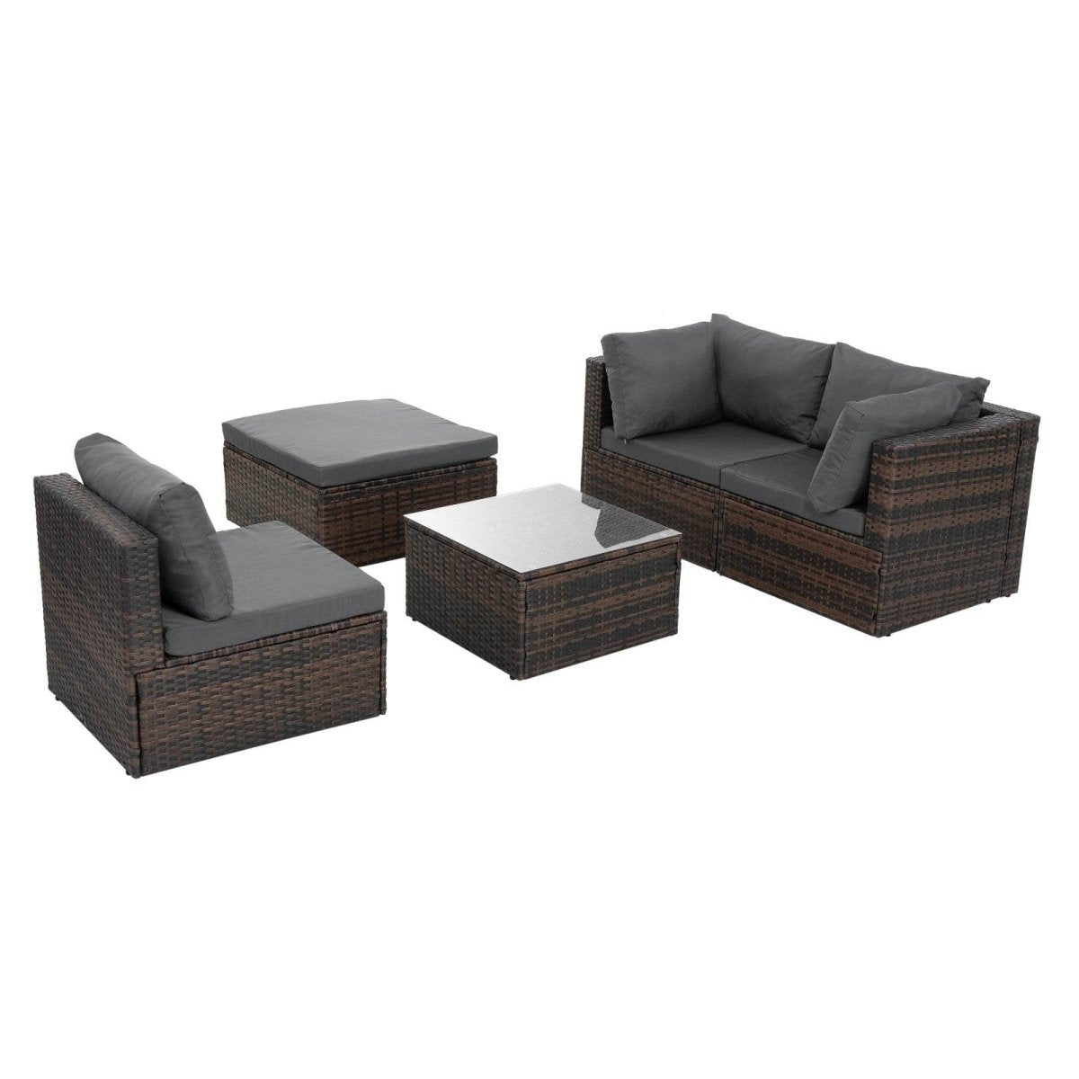 5-Piece Brown PE Rattan Outdoor Patio Furniture Set - Sleep Galleria