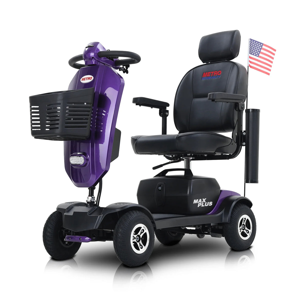 Outdoor Compact Purple Mobility Scooter With USB Charger Port - Omega Lifestyles