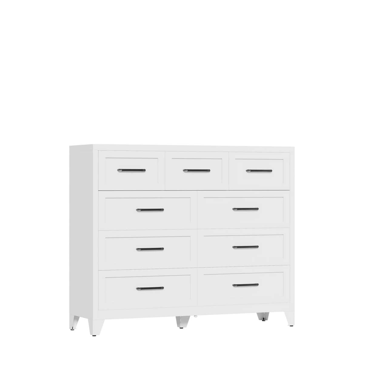 9-Drawer White Metal Tall Dresser With Smooth Drawers - Omega Lifestyles