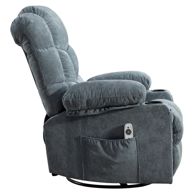 Oversized Soft Linen Massage Recliner Chair With Heating - Omega Lifestyles