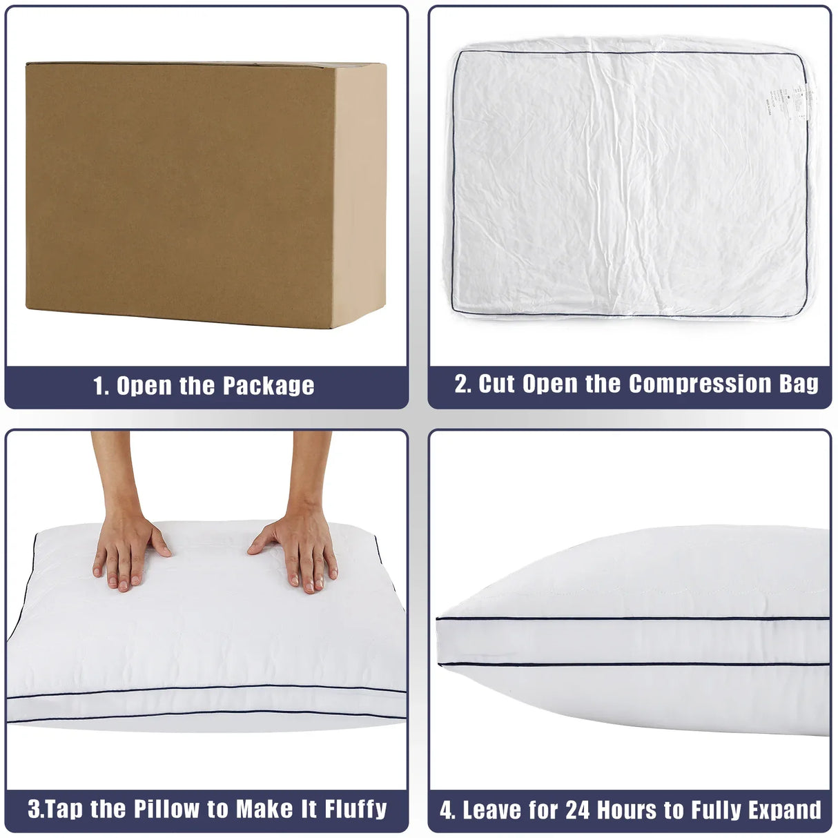 Set of 2 Soft Down Alternative Bed Pillows Standard Size - Omega Lifestyles