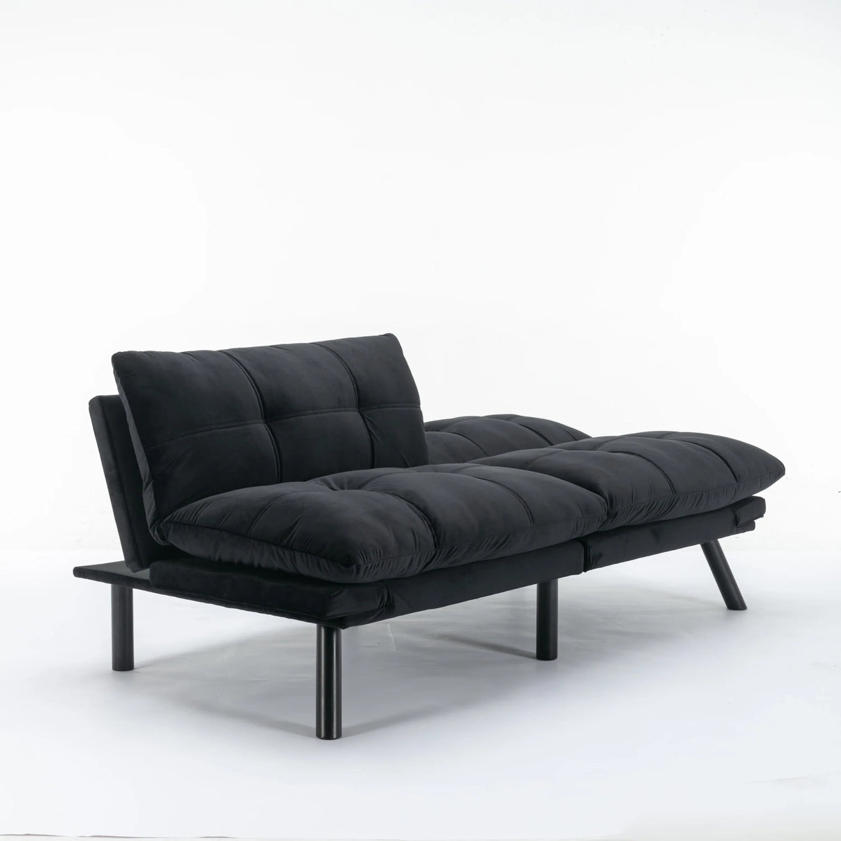 Black Upholstered Convertible Twin Sofa Bed With Foam Cushion - Omega Lifestyles
