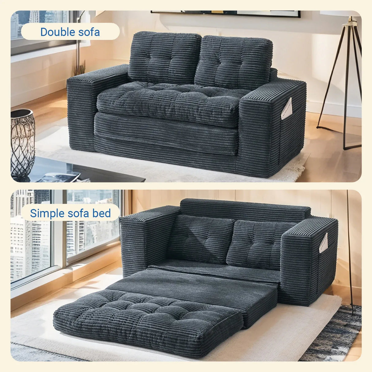 Convertible Loveseat Sofa Bed With Memory Foam Comfort - Omega Lifestyles