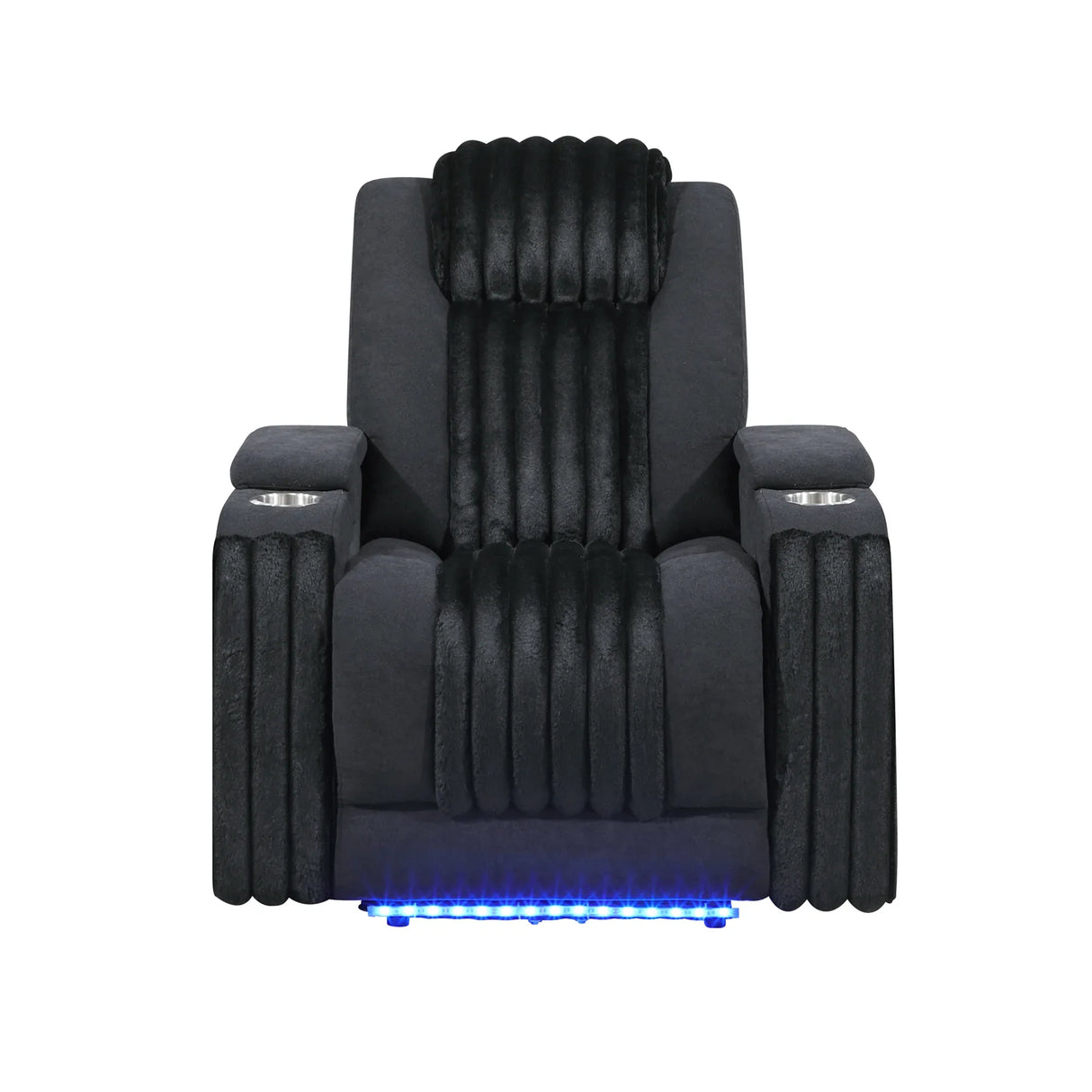 Black Wood Frame Power Recliner With LED Lighting - Omega Lifestyles