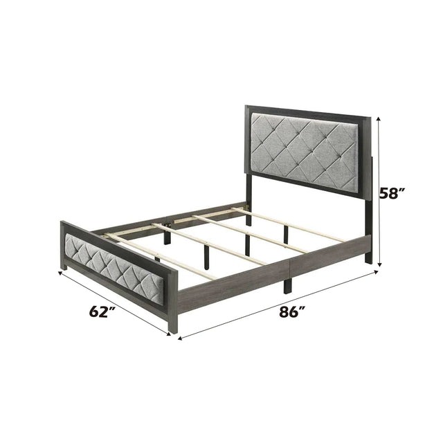 Queen Gray Linen Upholstered Padded Bed Frame - Omega Lifestyles