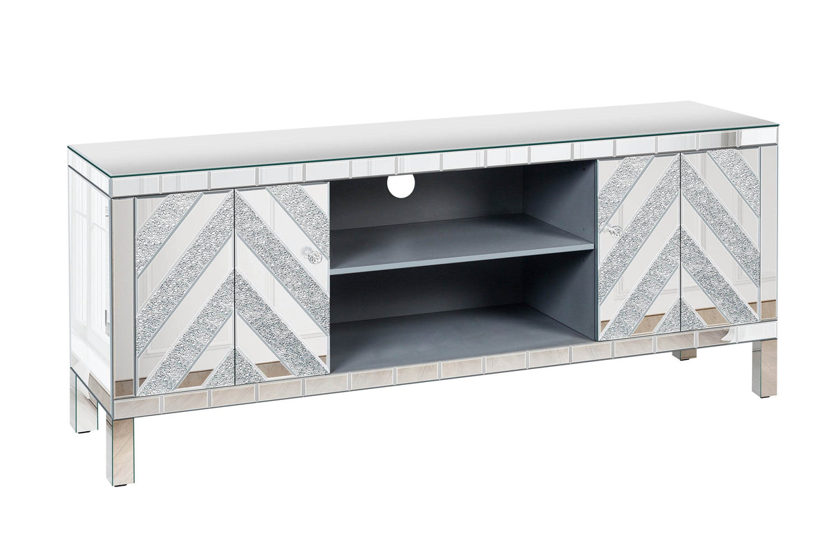 47-Inch Mirrored Dual Door TV Media Console - Sleep Galleria