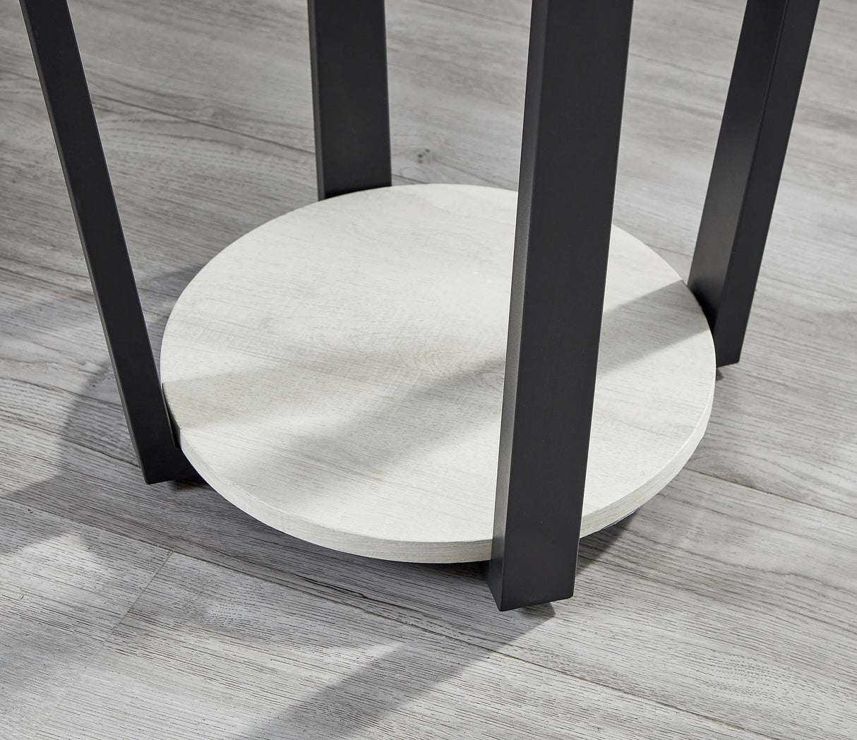 Contemporary Round MDF End Table With Shelf - Omega Lifestyles